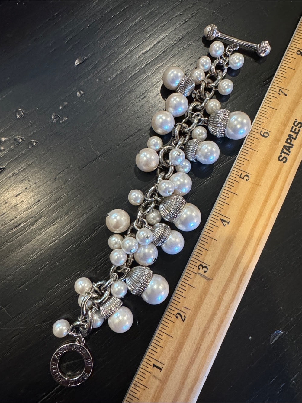 Rare Brighton “My Flat in London” SilverTone Chunky Pearl Charm Bracelet Retired - Picture 6 of 15